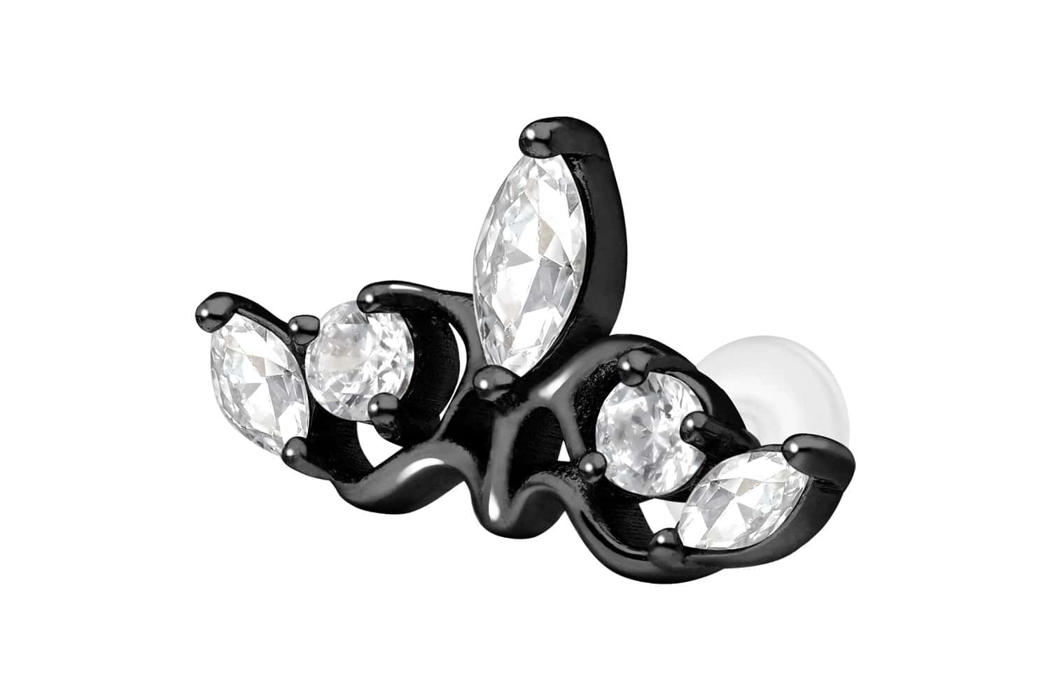 PTFE Labret Piercing mit Innengewinde + Titan-Aufsatz GOTISCHE KRONE